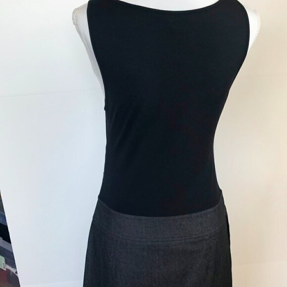 DKNY dress block black viscose stretch ontop & grey cotton sleeveless pockets 10 - Picture 13 of 16